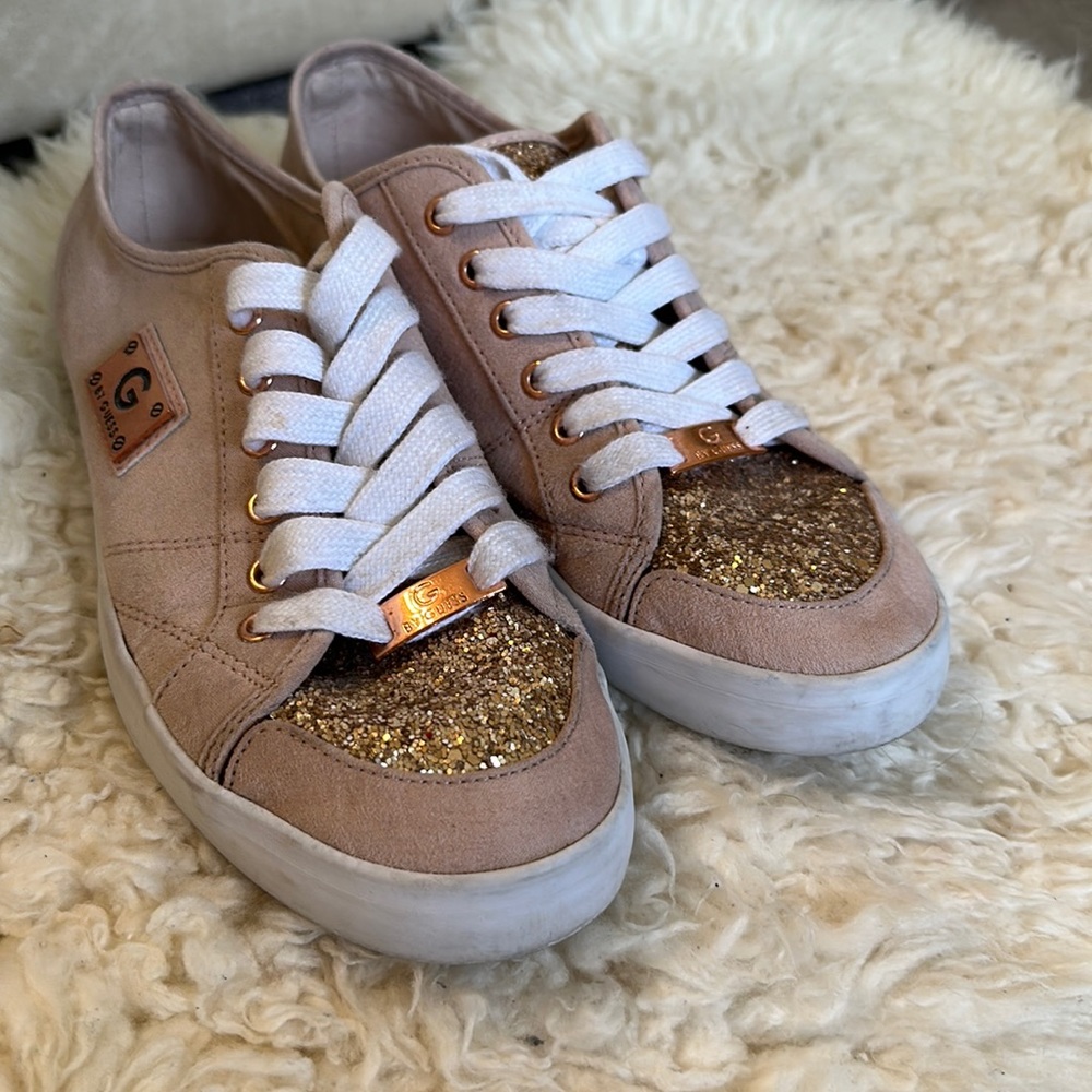 Pink sneakers with sparkles